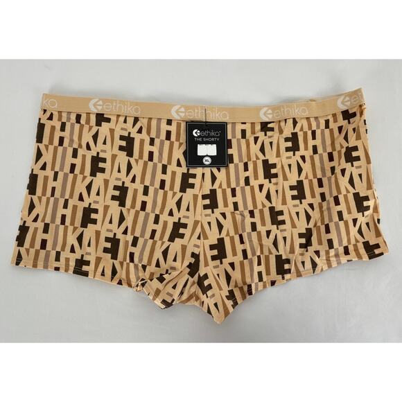 Ethika Womens Staple Underwear Boy Shorts Shorty Size XL Brown New Monogram - Picture 1 of 7
